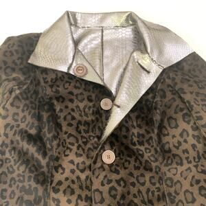 Erin London Womens Jacket Small Reversible Faux Leather & Faux Leopard Fur Trend